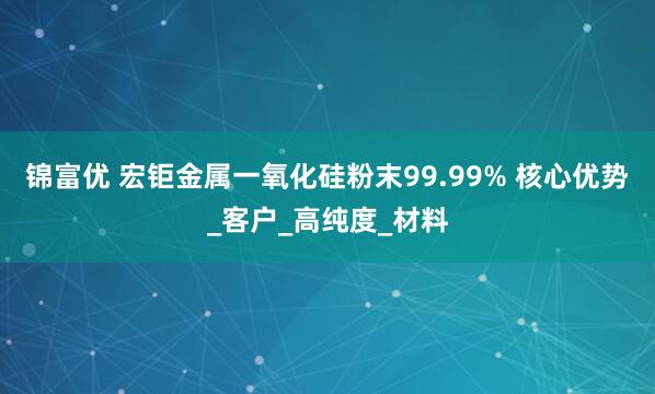 锦富优 宏钜金属一氧化硅粉末99.99% 核心优势_客户_高纯度_材料